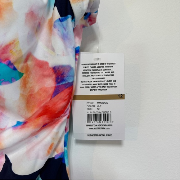 Maxine of Hollywood | Floral One Piece Swimsuit |Tummy Control Shirred Front - Picture 5 of 7